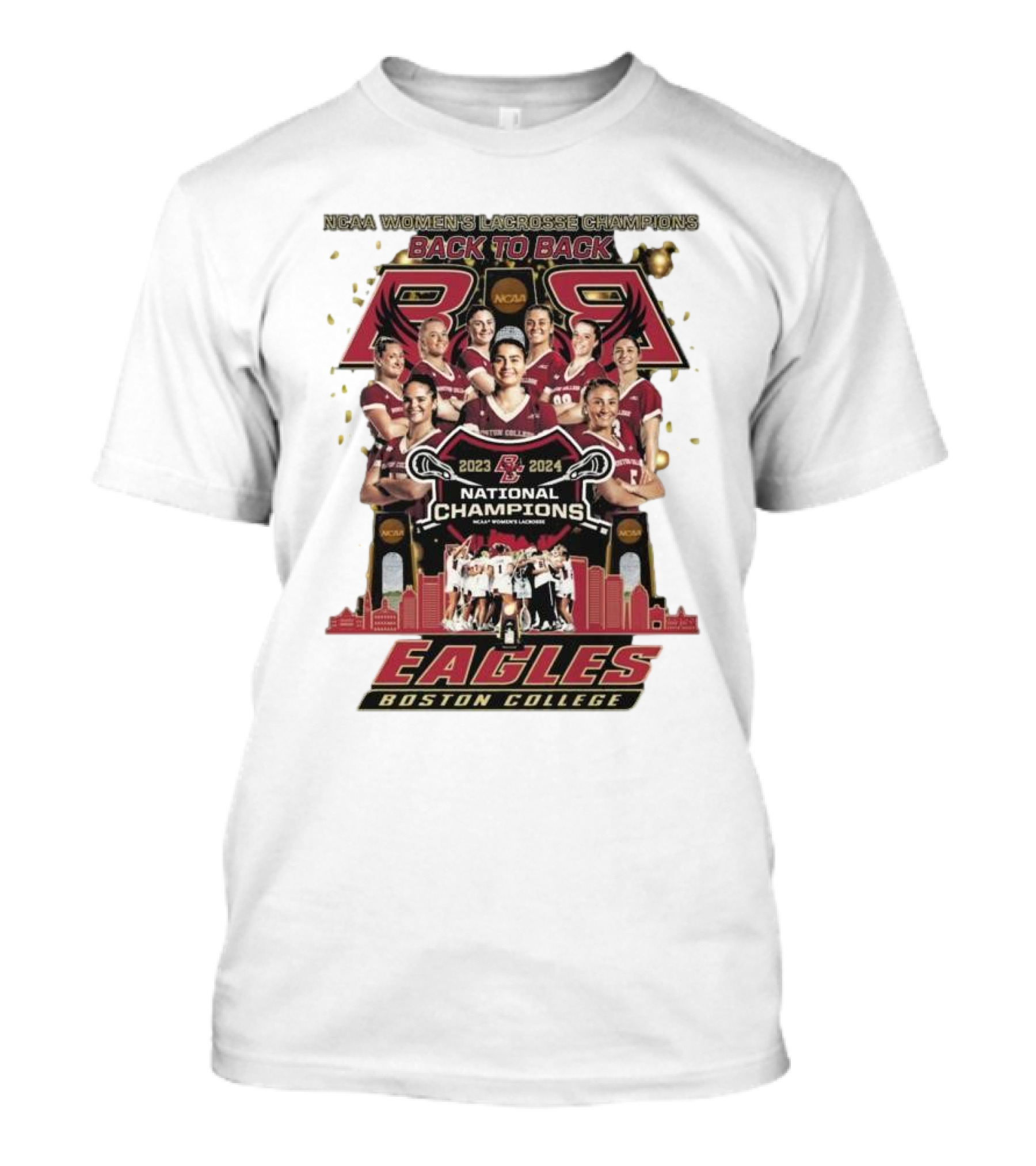 Boston College Eagles NCAA Women's Lacrosse 2023-2024 Back To Back National Champions T-Shirt