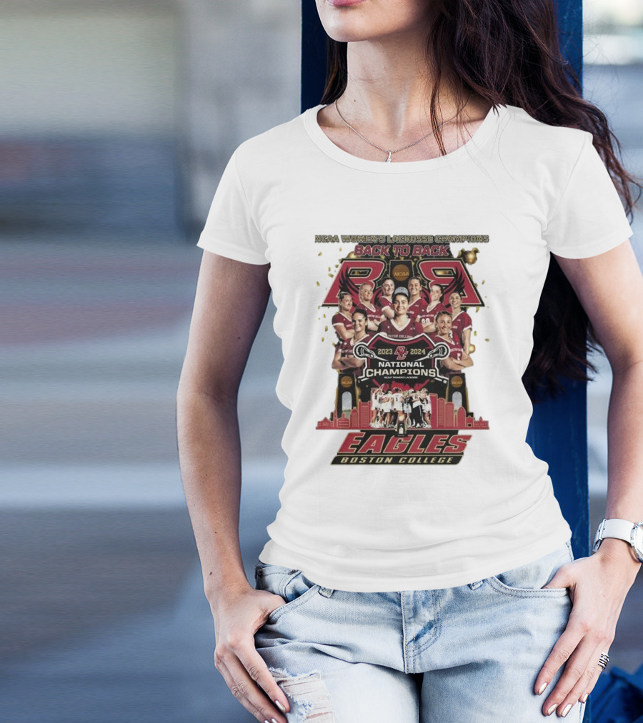 Boston College Eagles NCAA Women's Lacrosse 2023-2024 Back To Back National Champions T-Shirt