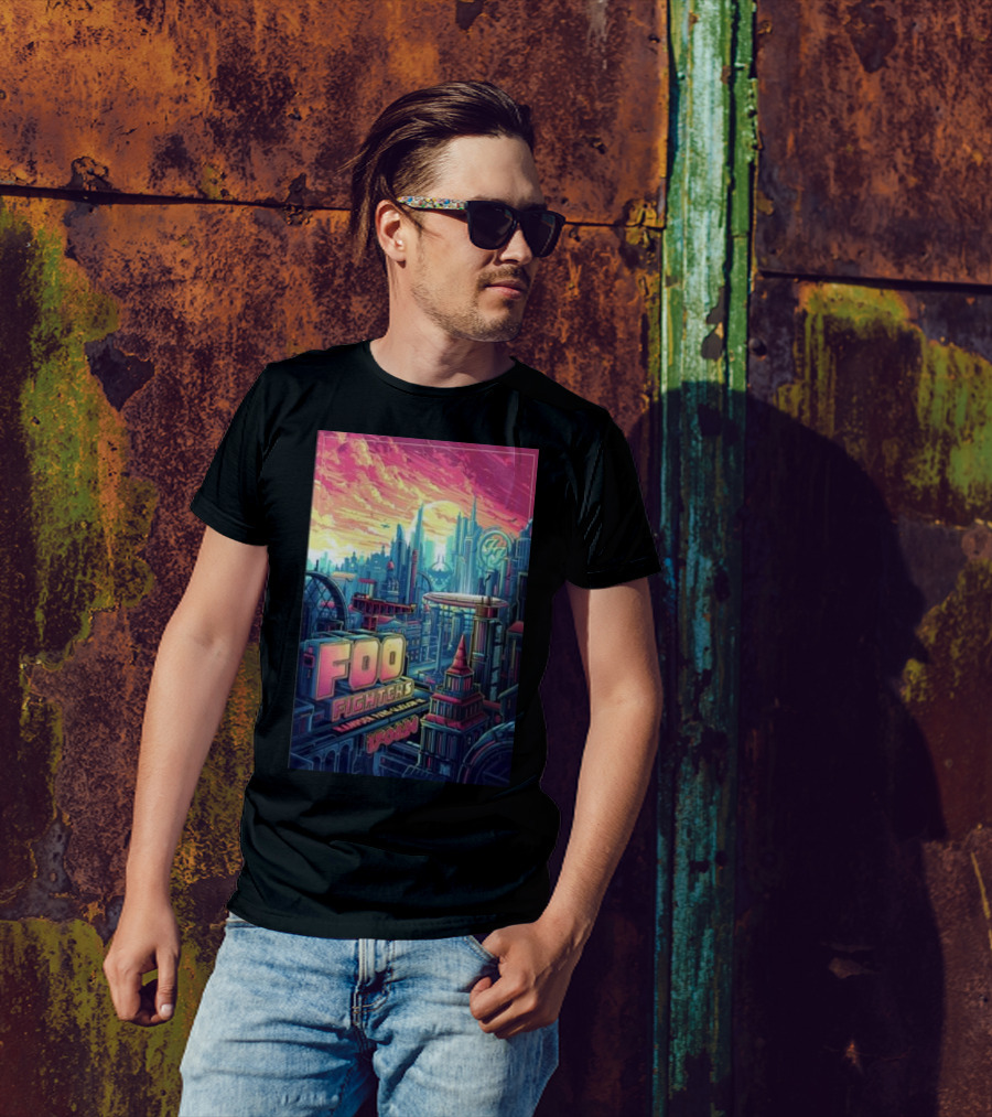 Foo Fighters Hampden Park June 17 2024 Futuristic Cityscape Concert T-Shirt