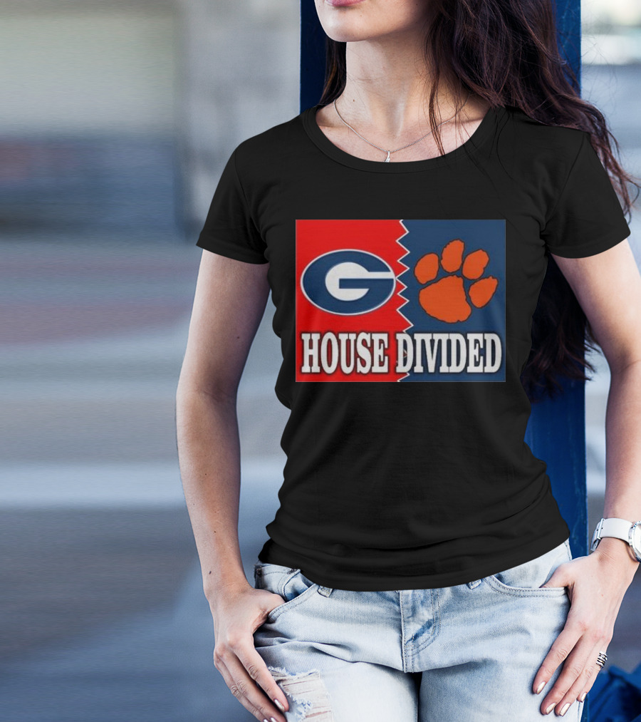 Georgia Bulldogs Vs Clemson Tigers House Divided Rivalry T-Shirt