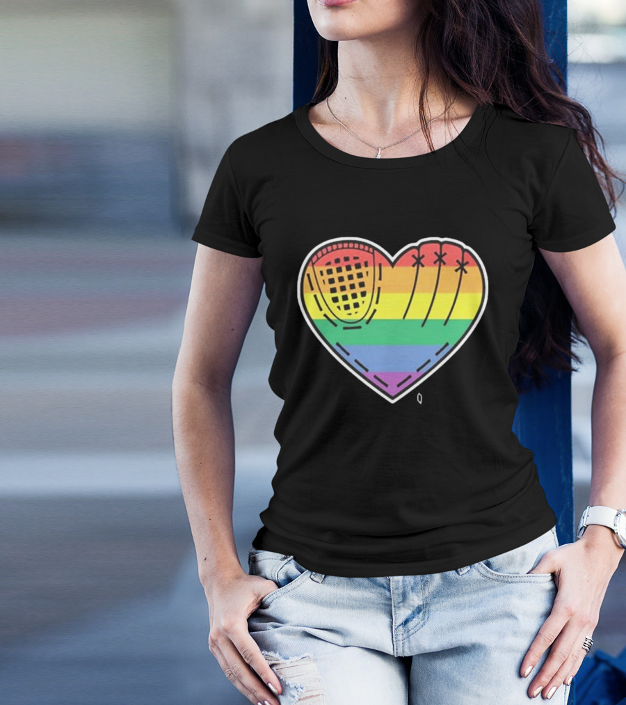 Pride Rainbow Baseball Glove Heart T-Shirt