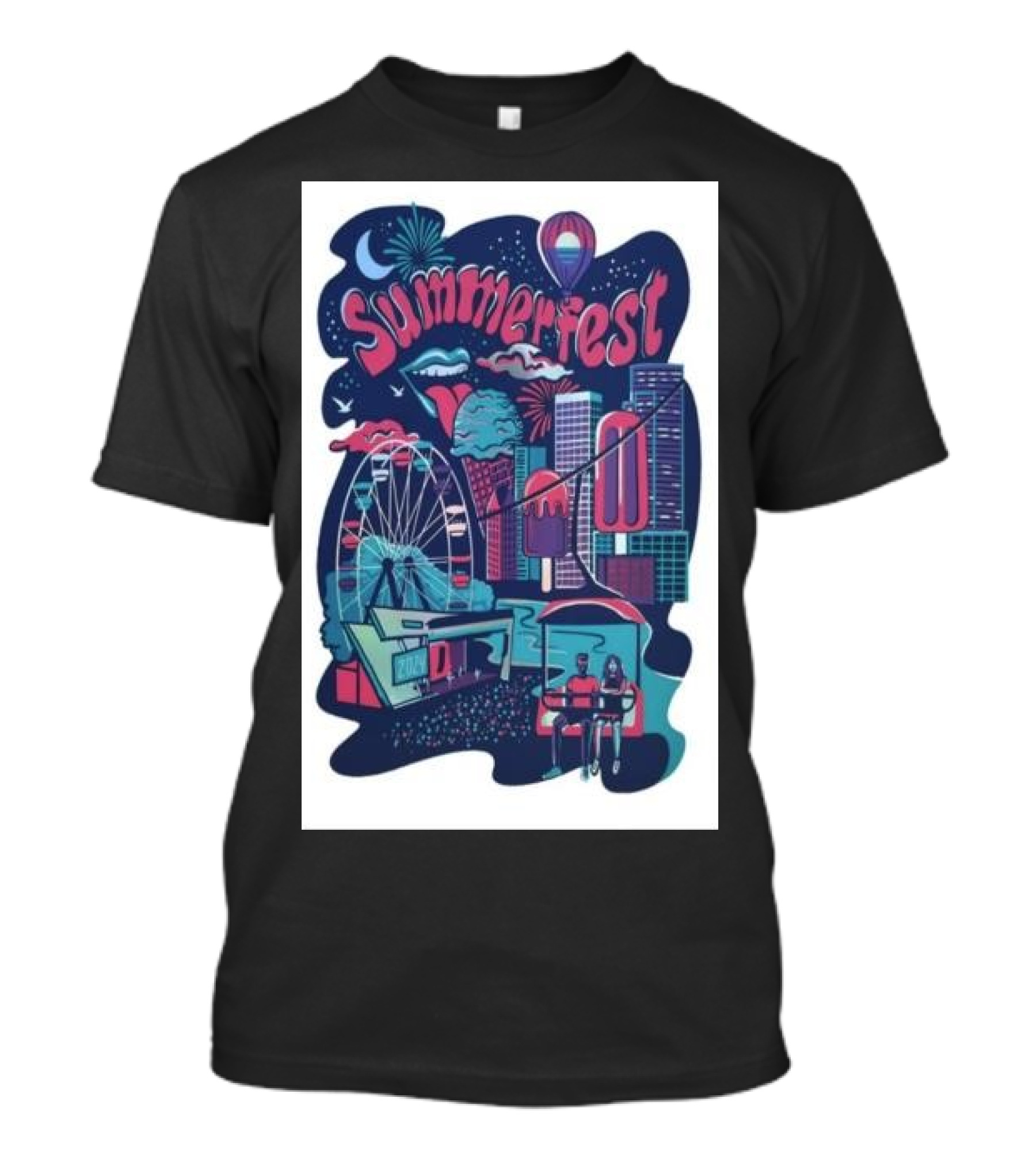 Summerfest Milwaukee Wisconsin July 4-6 2024 Ferris Wheel Skyline Balloon T-Shirt