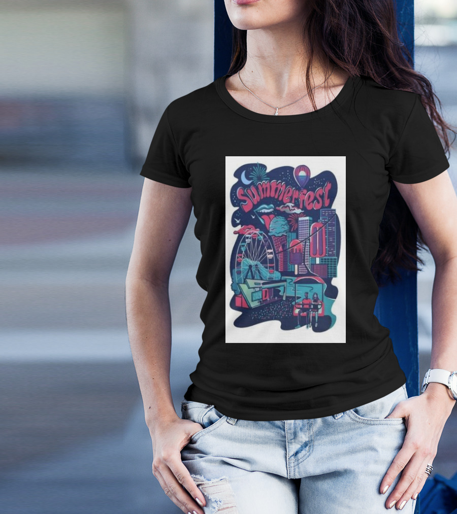 Summerfest Milwaukee Wisconsin July 4-6 2024 Ferris Wheel Skyline Balloon T-Shirt