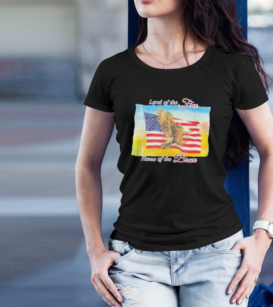 Land Of The Free Home Of The Brave United States Flag Eagle Image T-Shirt
