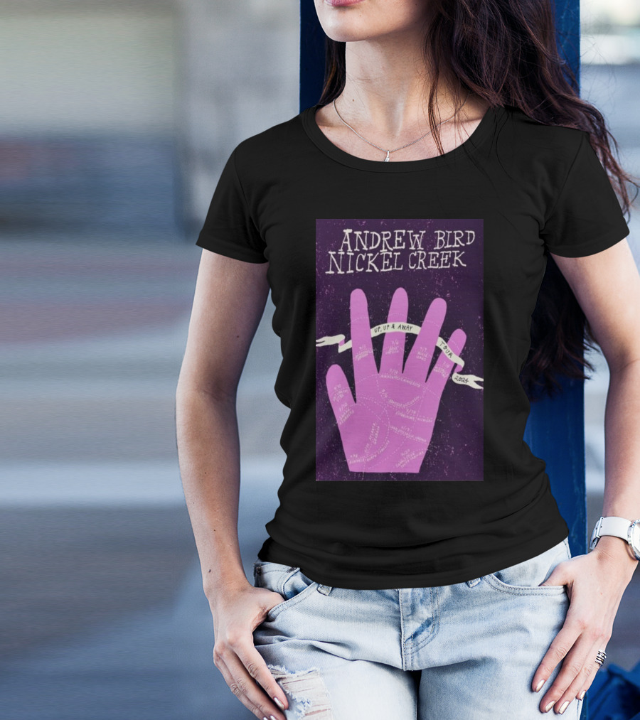 Andrew Bird Nickel Creek Up Up And Away 2024 Tour Hand T-Shirt