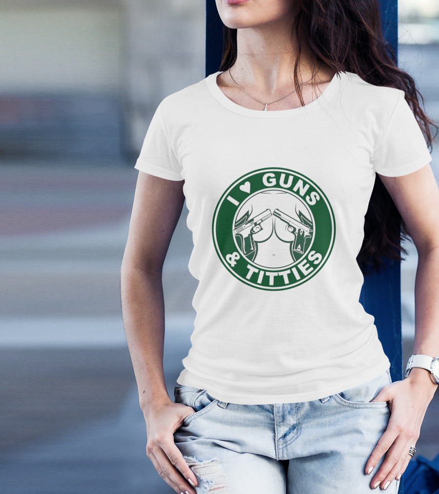 I Love Guns And Titties Pistols Logo Circle T-Shirt