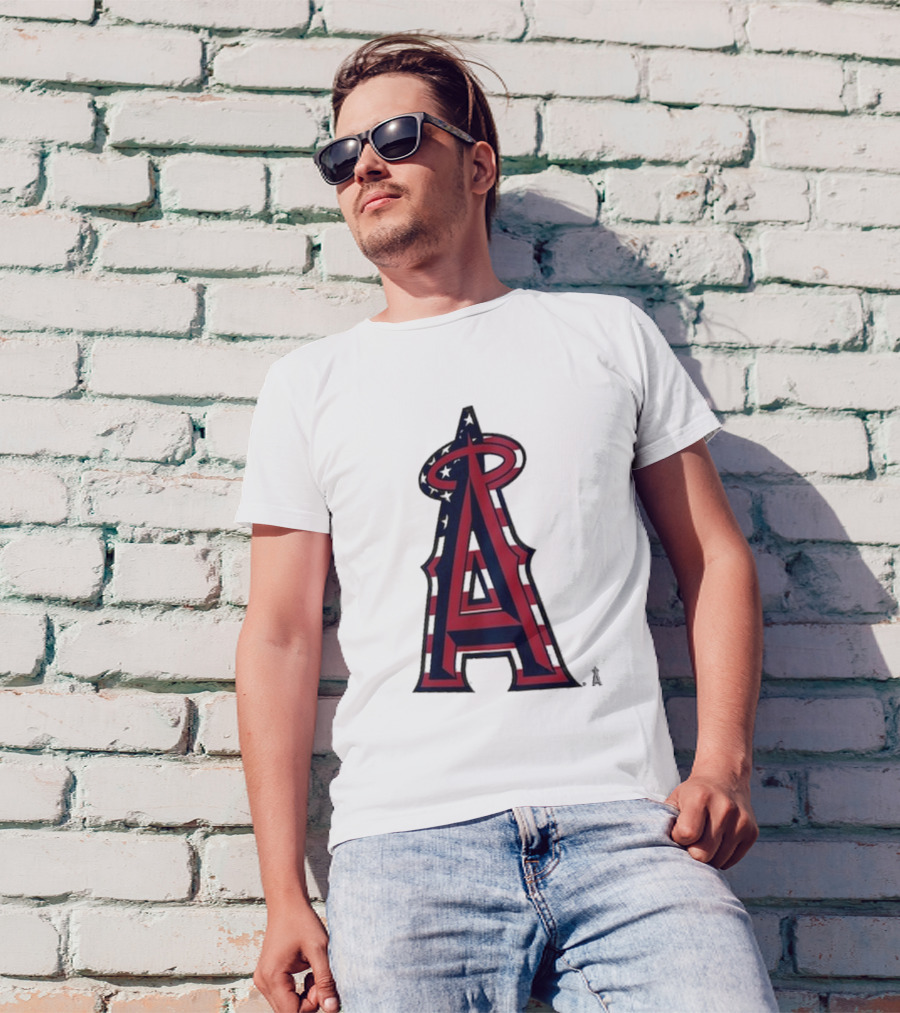 Los Angeles Angels Red Blue Stars And Stripes Logo 4th Of July T-Shirt