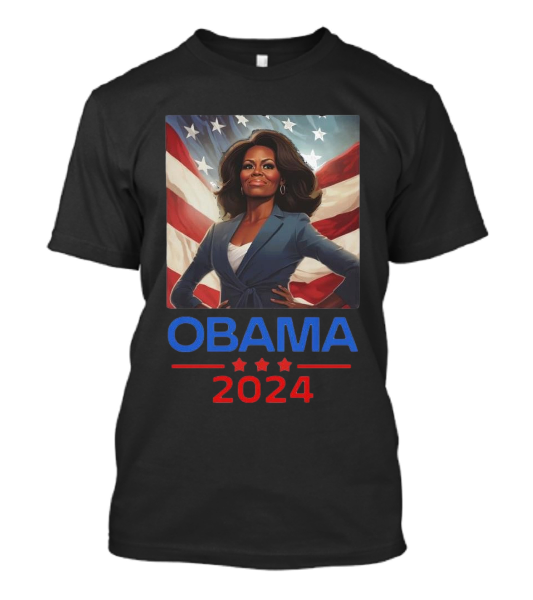 Obama 2024 American Flag Background Patriotic T-Shirt