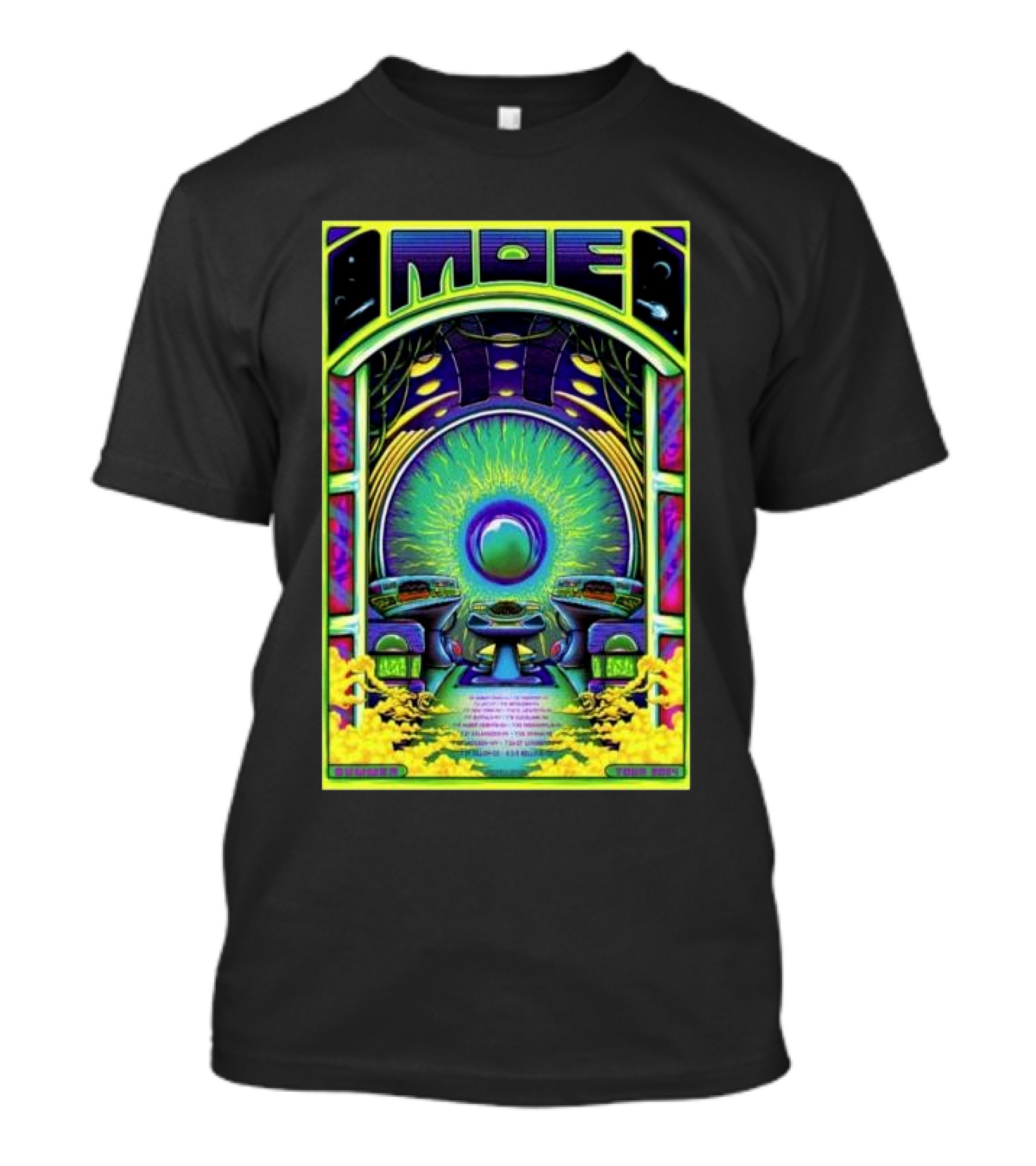Moe Band Summer Show 2024 Psychedelic Tour Poster With Cosmic Neon Vibes T-Shirt