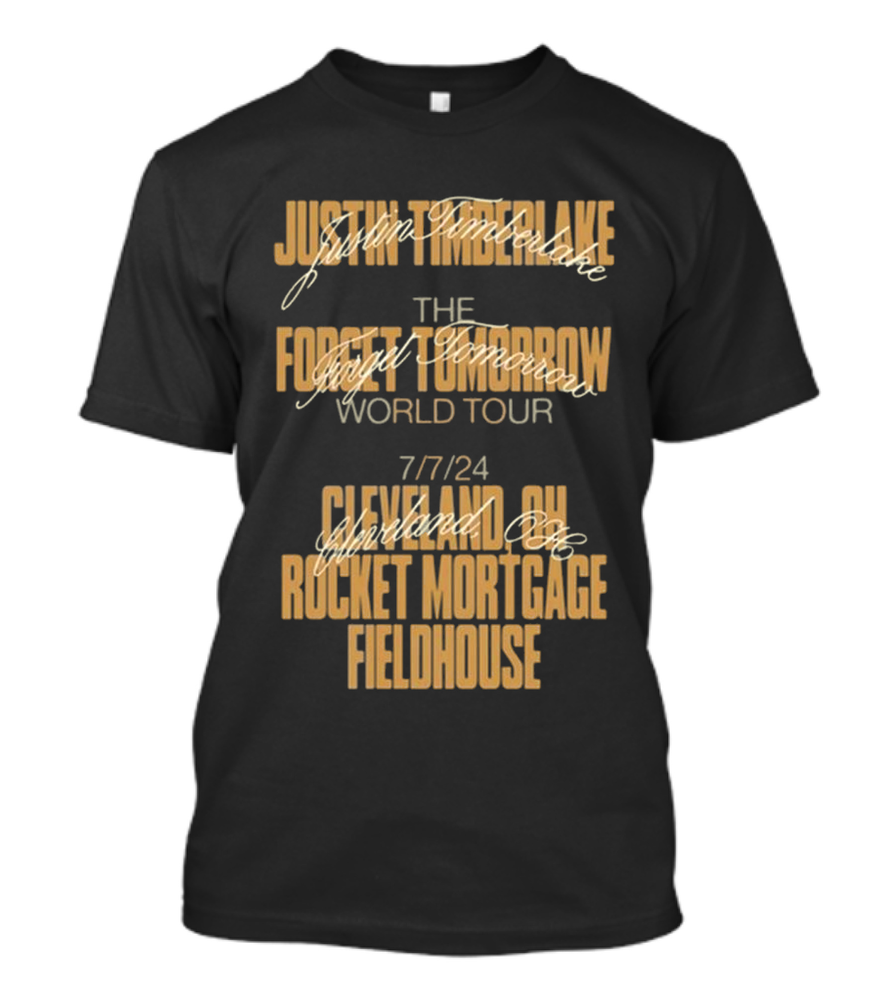 Justin Timberlake Forget Tomorrow World Tour Cleveland OH 7/7/24 Rocket Mortgage Fieldhouse Event T-Shirt