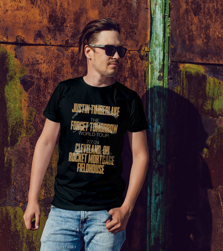 Justin Timberlake Forget Tomorrow World Tour Cleveland OH 7/7/24 Rocket Mortgage Fieldhouse Event T-Shirt