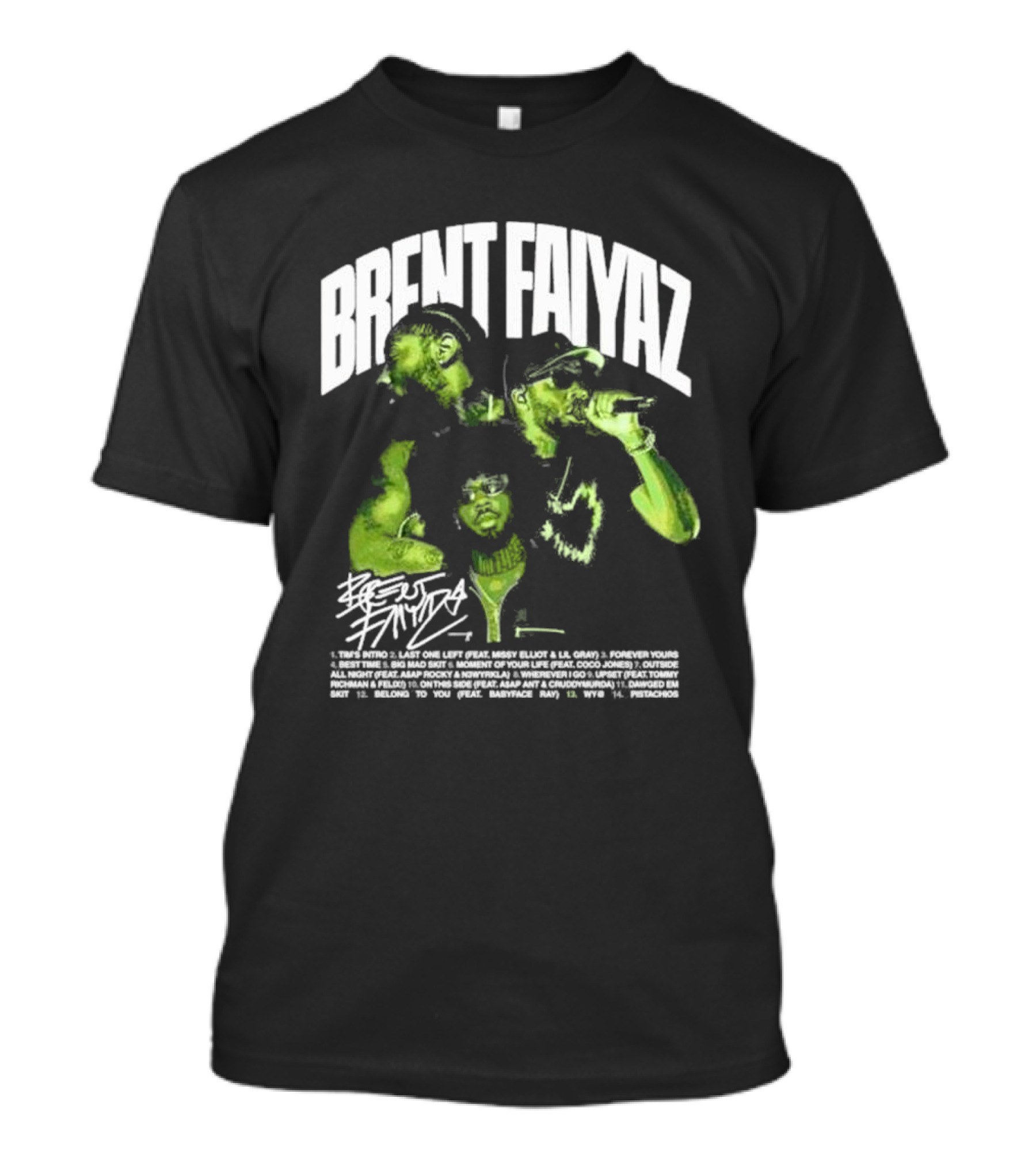 Brent Faiyaz Larger Than Life Album Tracklist Tour Visuals T-Shirt