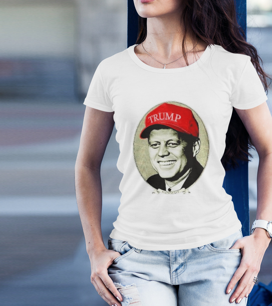 JFK Kennedy Wearing Red Trump Hat T-Shirt