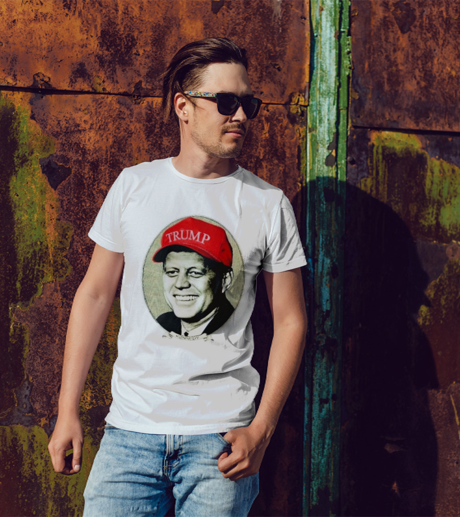 JFK Kennedy Wearing Red Trump Hat T-Shirt