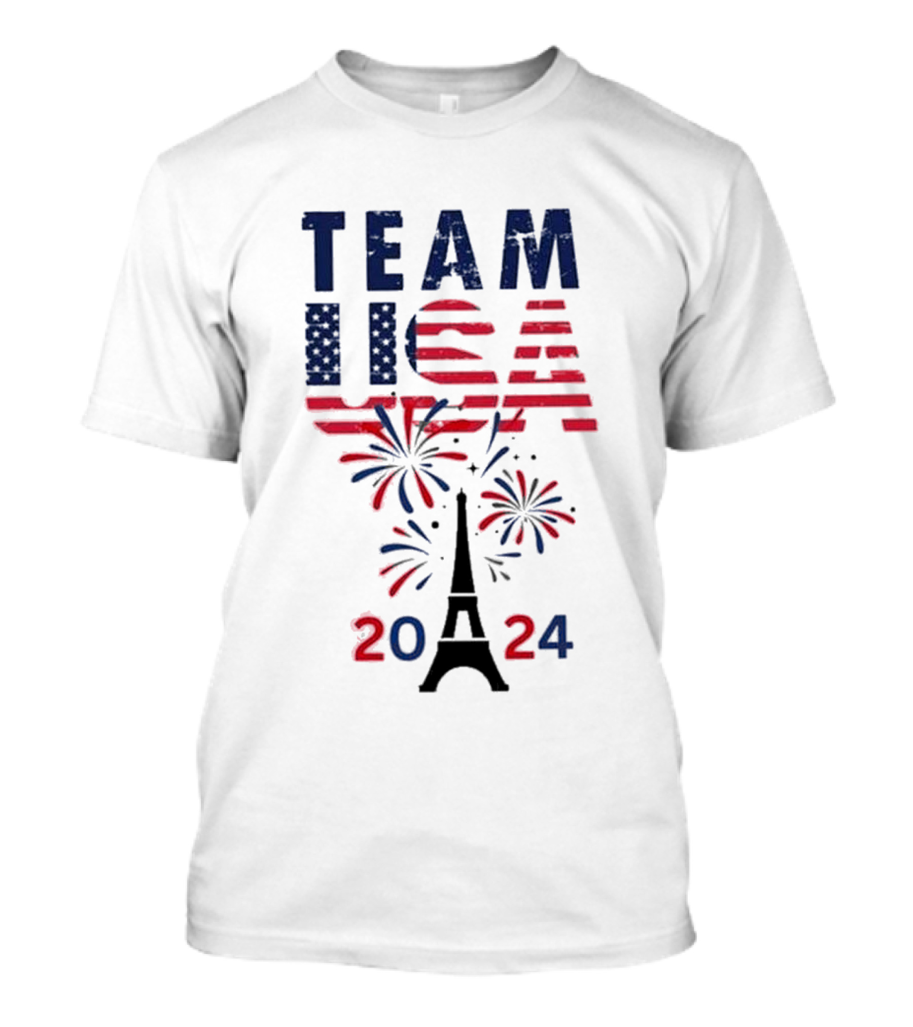 Team USA Paris 2024 Fireworks Eiffel Tower T-Shirt