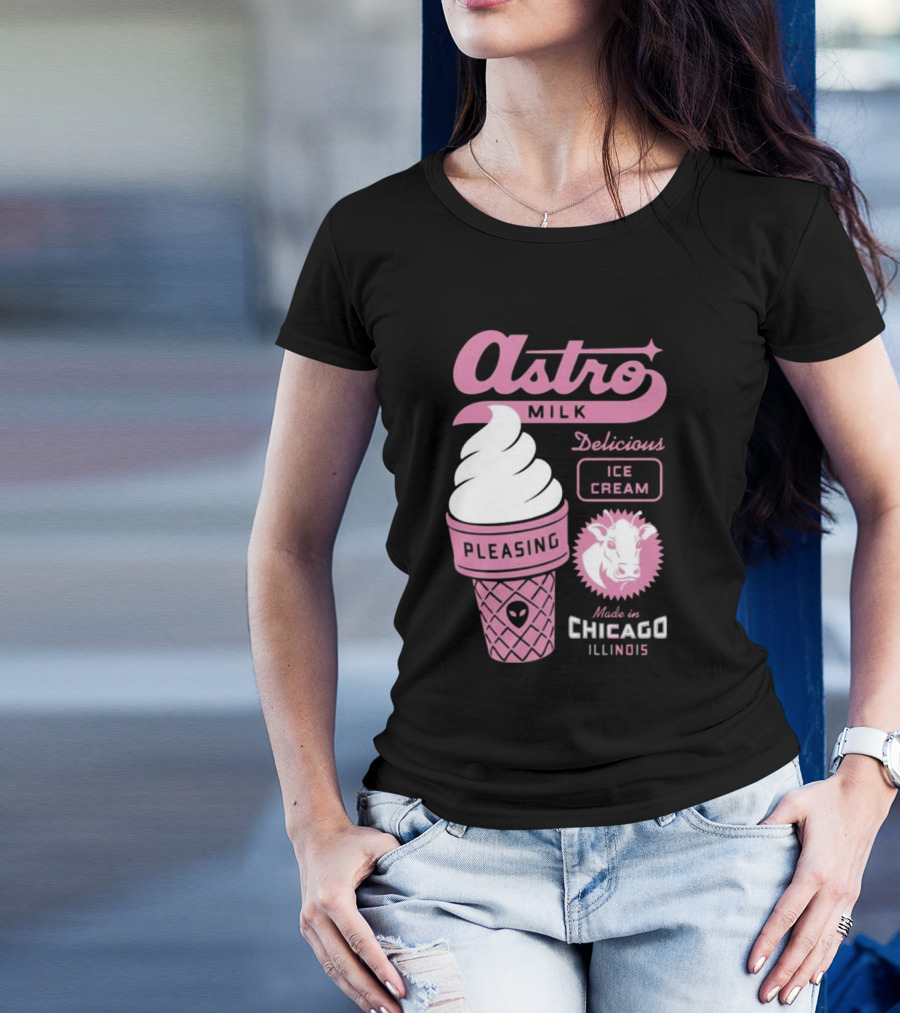Astro Milk Delicious Ice Cream Pleasing Made In Chicago Illinois T-Shirt