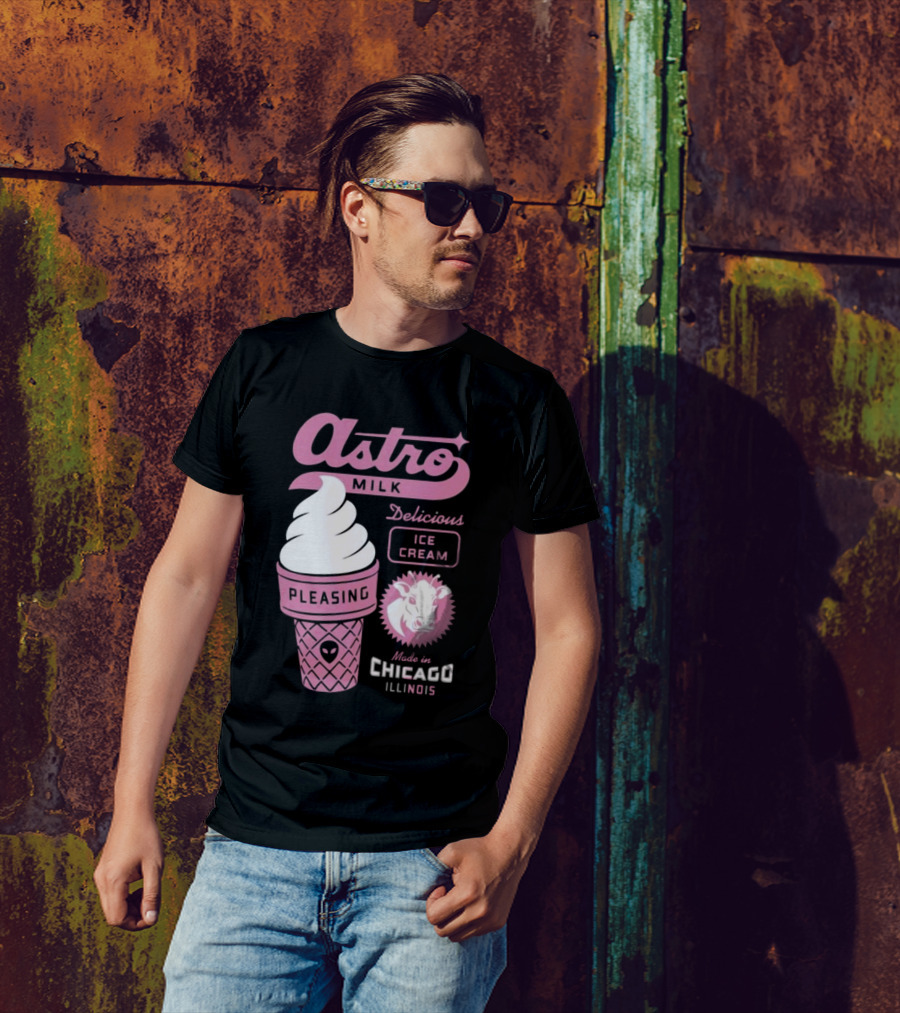 Astro Milk Delicious Ice Cream Pleasing Made In Chicago Illinois T-Shirt