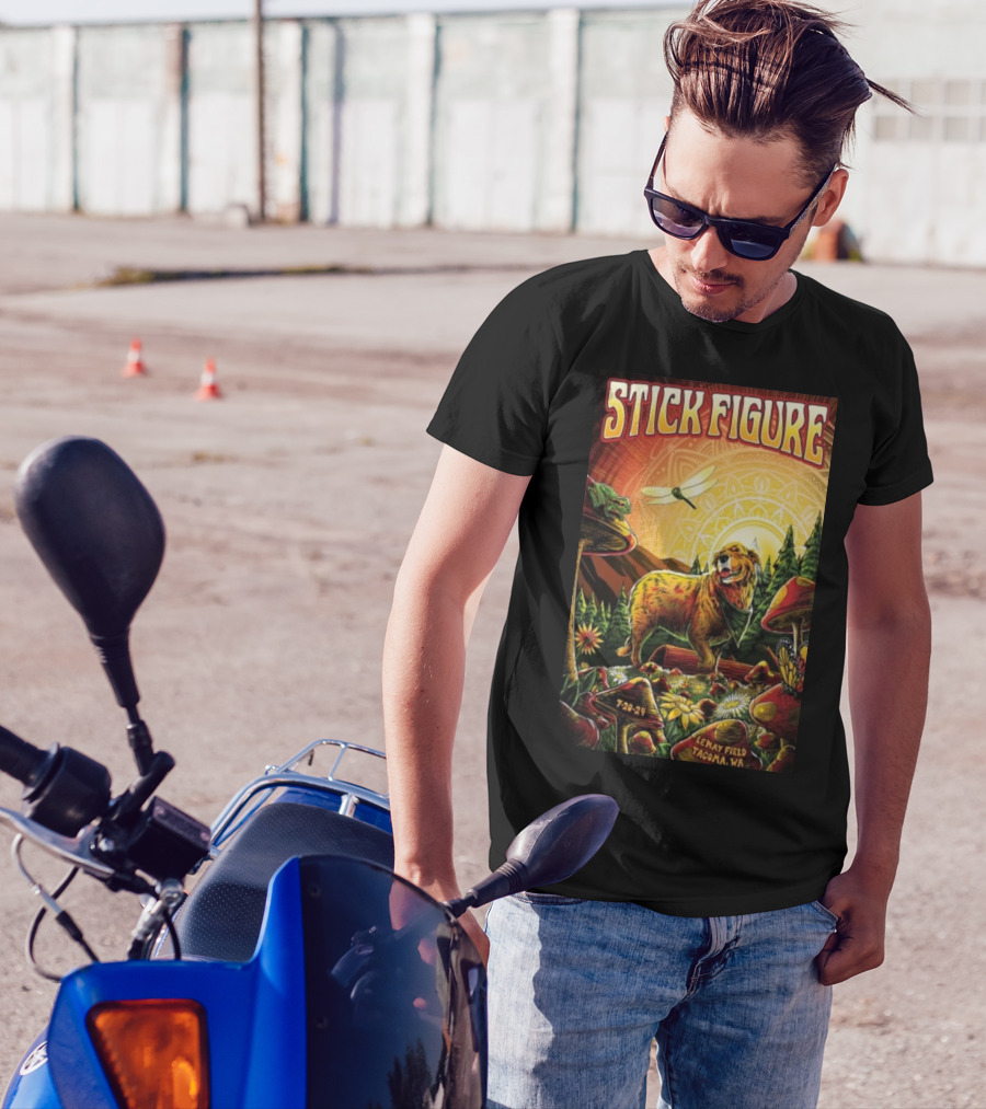 Stick Figure Lemay Field Tacoma WA July 20 2024 Golden Dog And Nature Scene T-Shirt