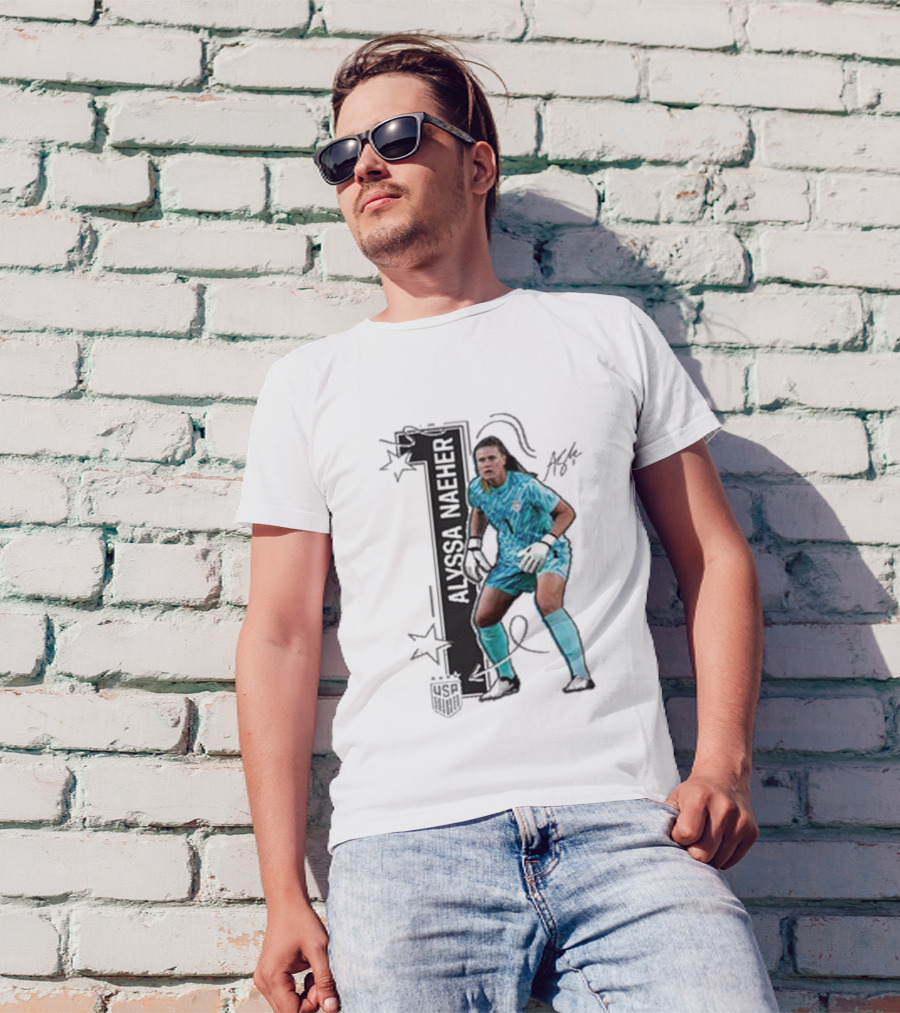 USWNT Alyssa Naeher Number One Star Keeper Signature T-Shirt
