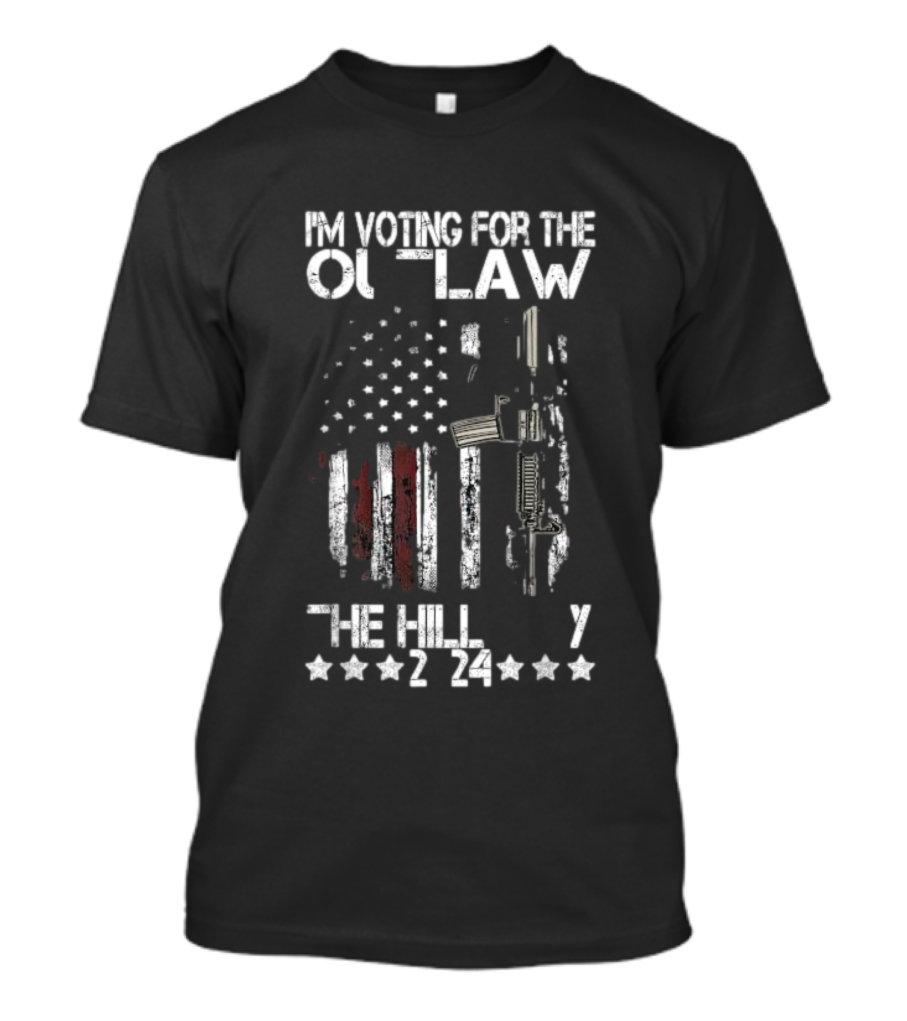 I'm Voting For The Outlaw And The Hillbilly 2024 Pro 45 American Flag Rifle T-Shirt