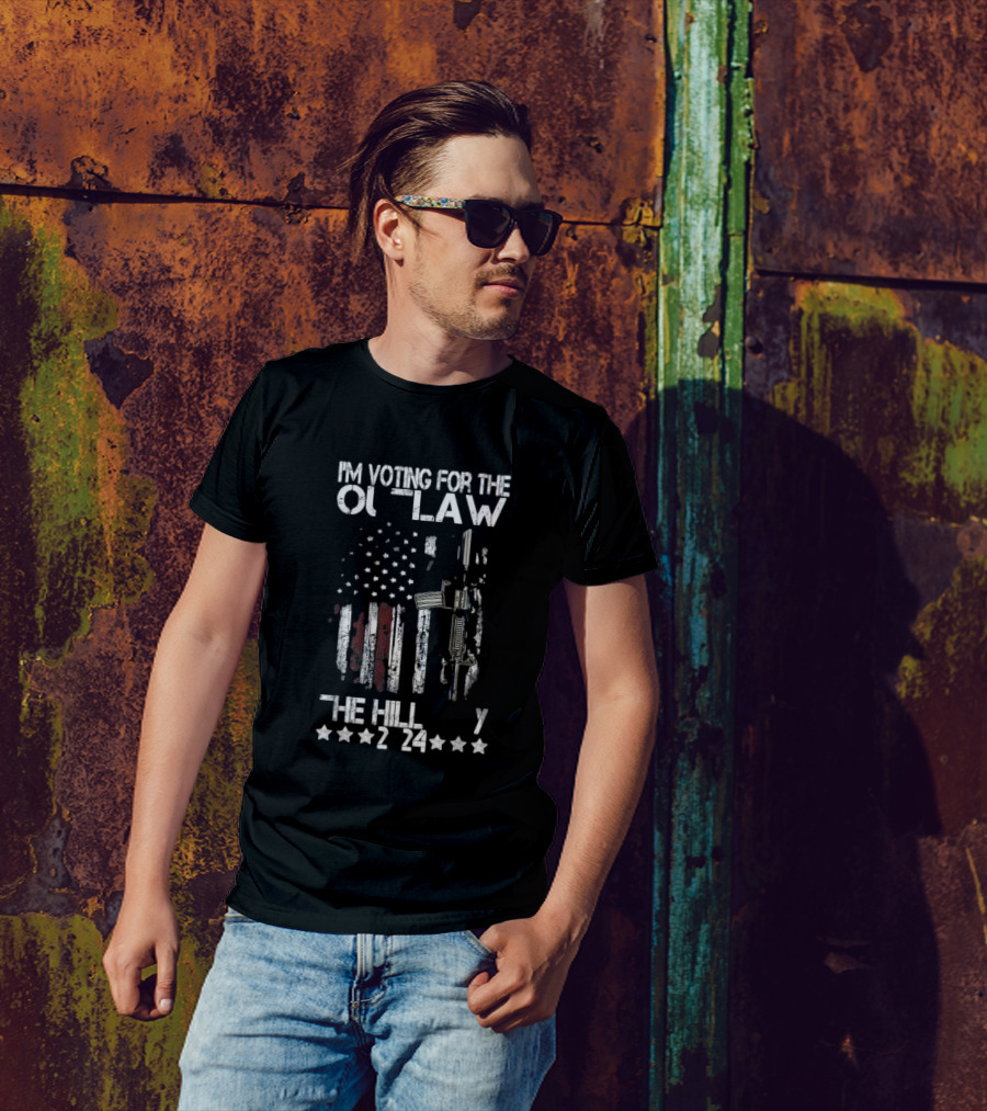 I'm Voting For The Outlaw And The Hillbilly 2024 Pro 45 American Flag Rifle T-Shirt