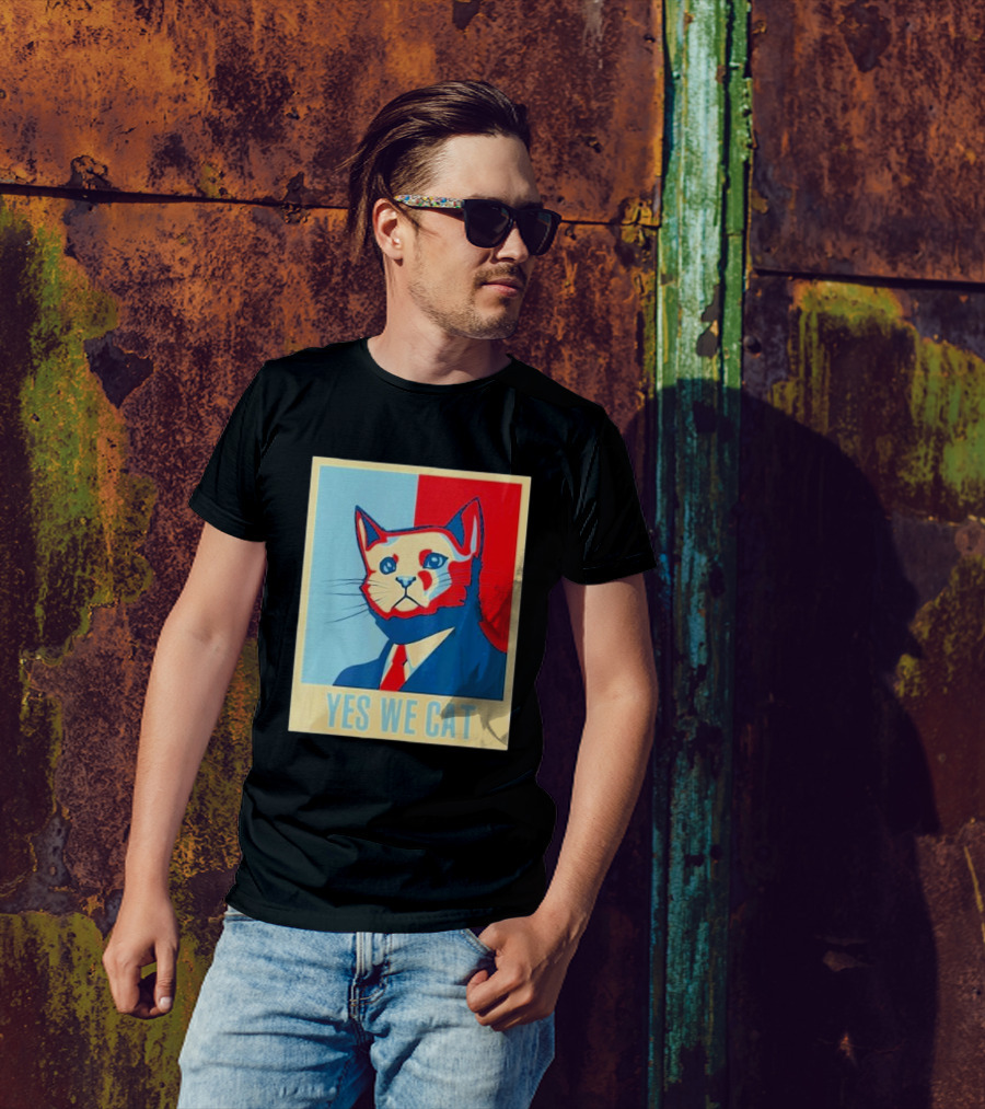 Retro Yes We Cat Funny Cat Lover Pet Owner Hope T-Shirt