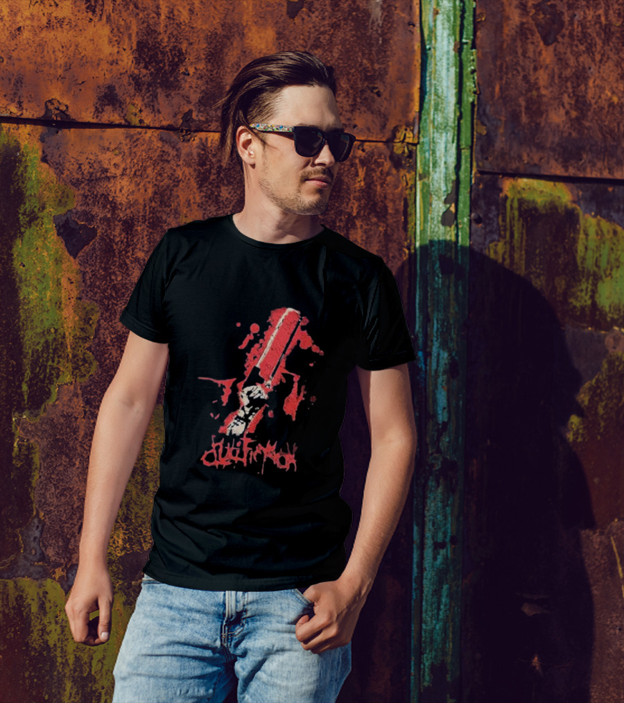 Crucifixion Saw Rise Records Blood Splatter Chainsaw T-Shirt