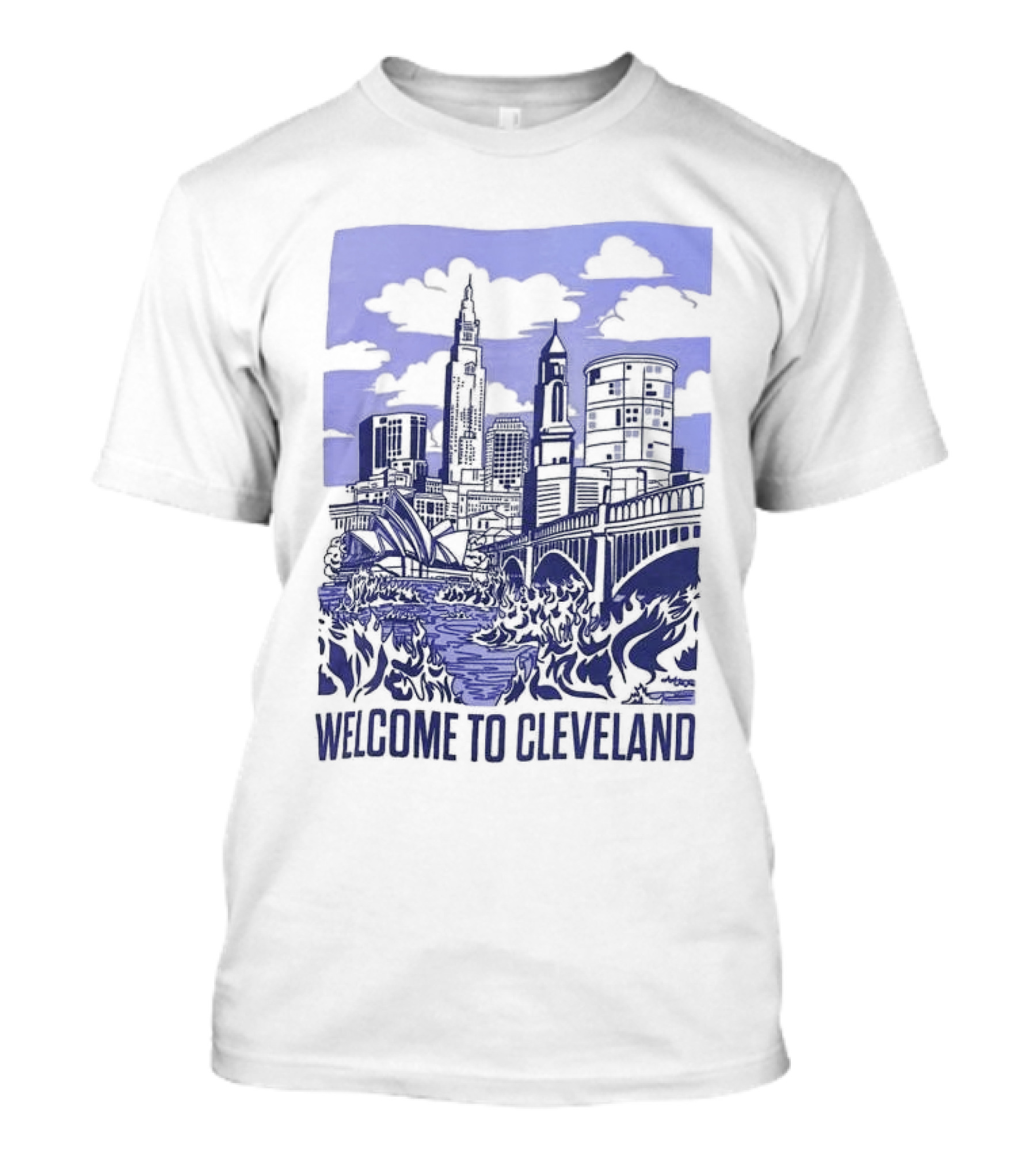 Welcome To Cleveland Skyline With Harbor Bridge And Opera House T-Shirt