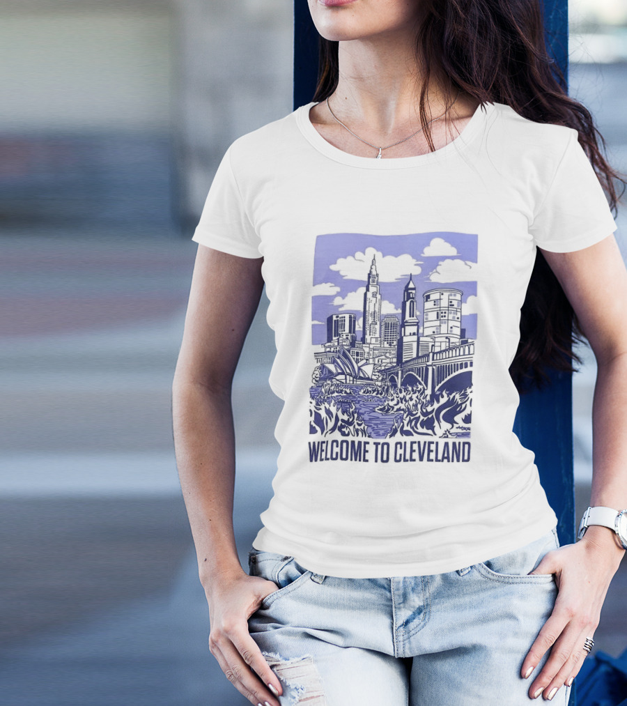 Welcome To Cleveland Skyline With Harbor Bridge And Opera House T-Shirt