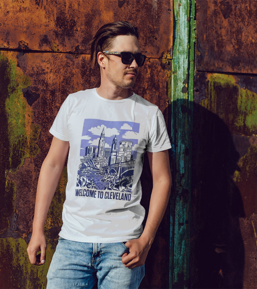 Welcome To Cleveland Skyline With Harbor Bridge And Opera House T-Shirt