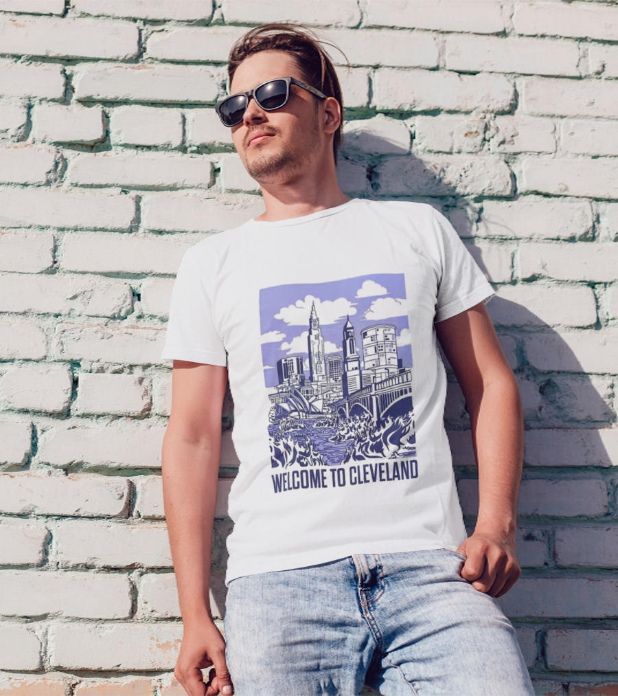 Welcome To Cleveland Skyline With Harbor Bridge And Opera House T-Shirt