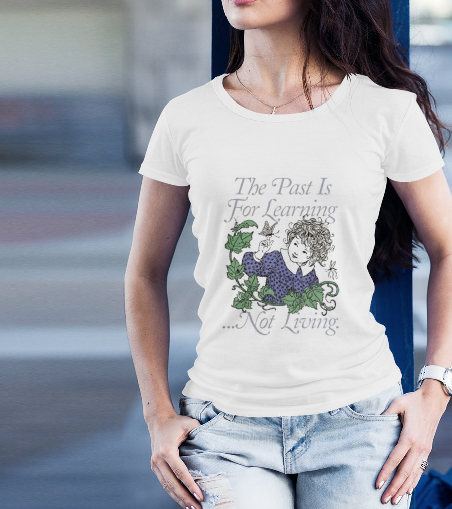 The Past Is For Learning Not Living Curly-Haired Child With Ivy And Butterflies T-Shirt