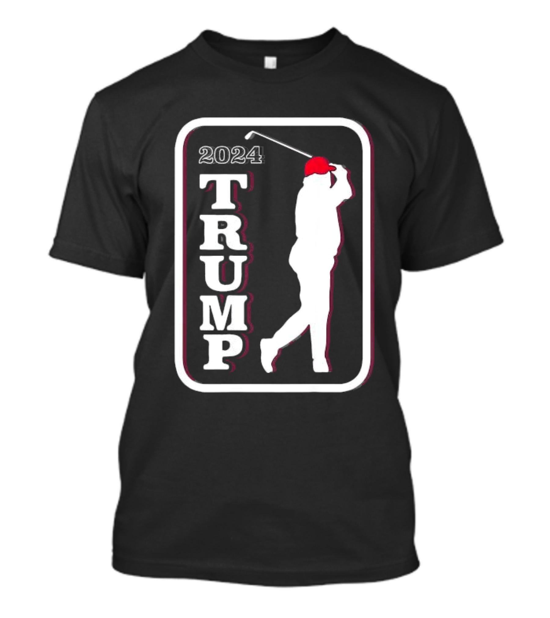 Trump 2024 Golf Silhouette Red Hat Badge T-Shirt