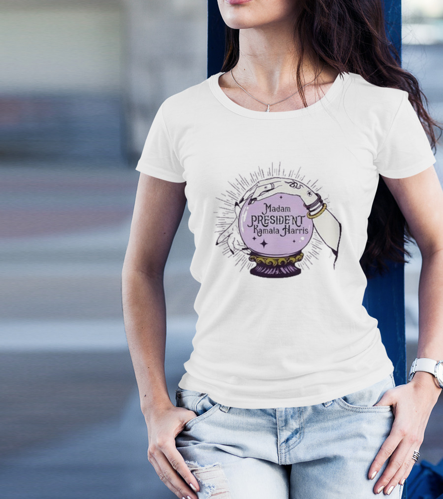 Madam President Kamala Harris Witchy Vibes Crystal Ball Prediction Halloween T-Shirt