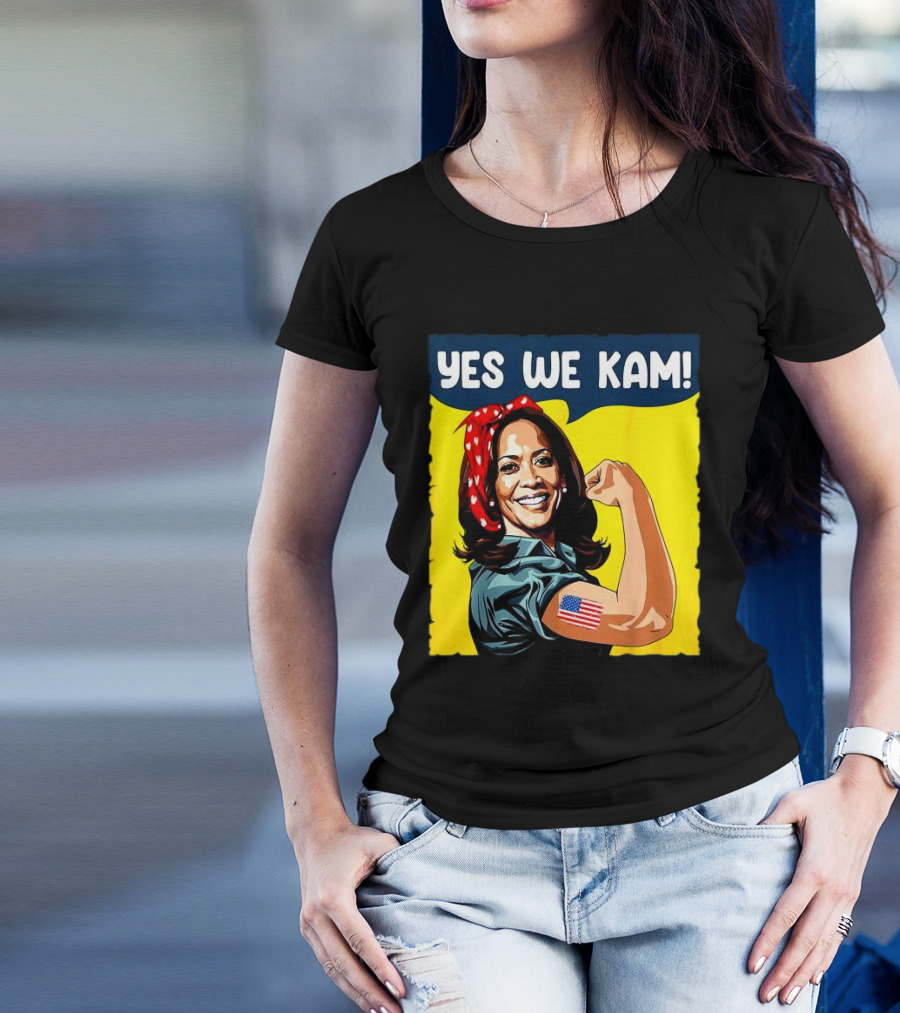 Yes We Kam Rosie The Riveter Kamala Harris Iconic American T-Shirt