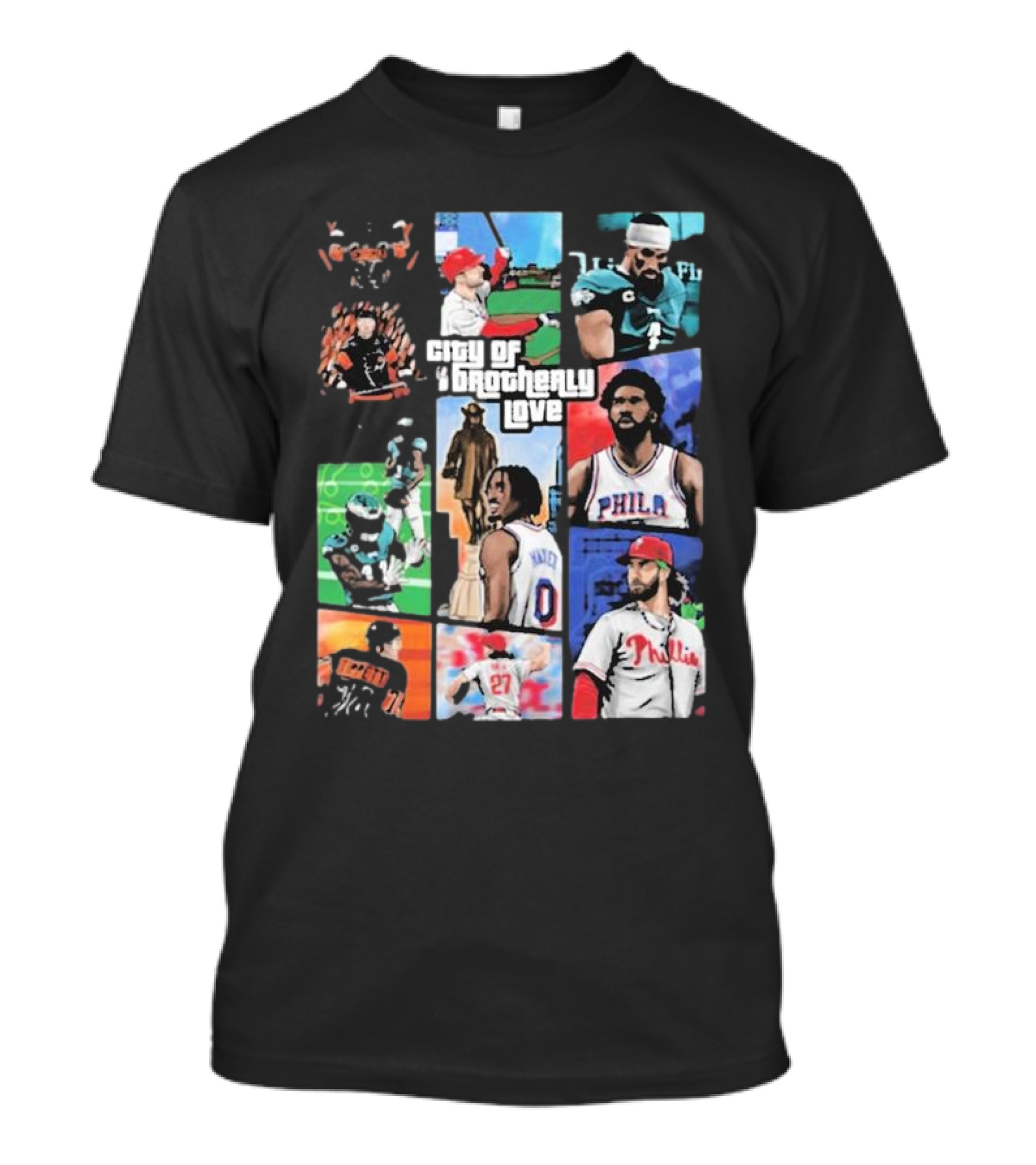 City Of Brotherly Love Gta X Philly Sports Athletes And Landmarks T-Shirt