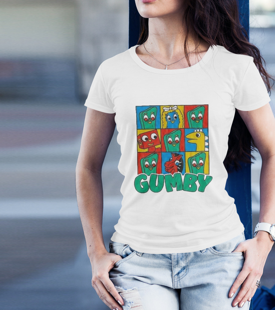 Gumby Pokey Prickle Goo Blockheads Friends Character Grid T-Shirt