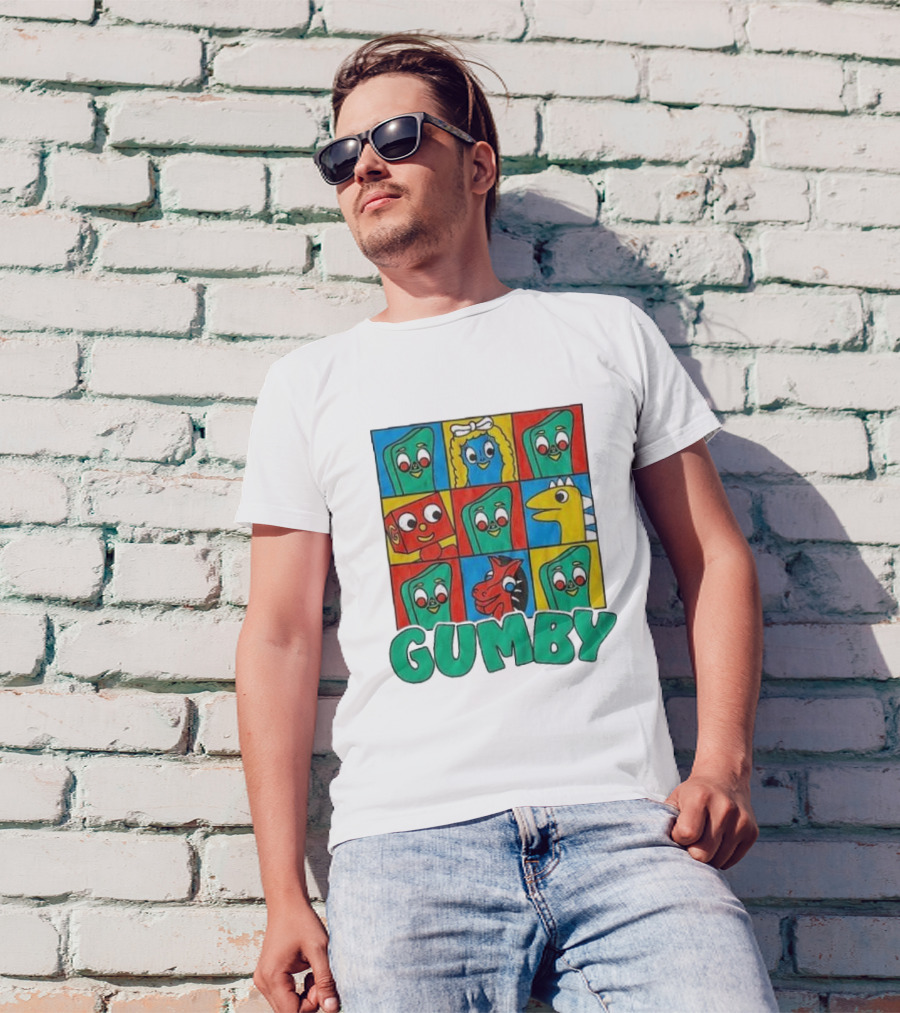 Gumby Pokey Prickle Goo Blockheads Friends Character Grid T-Shirt