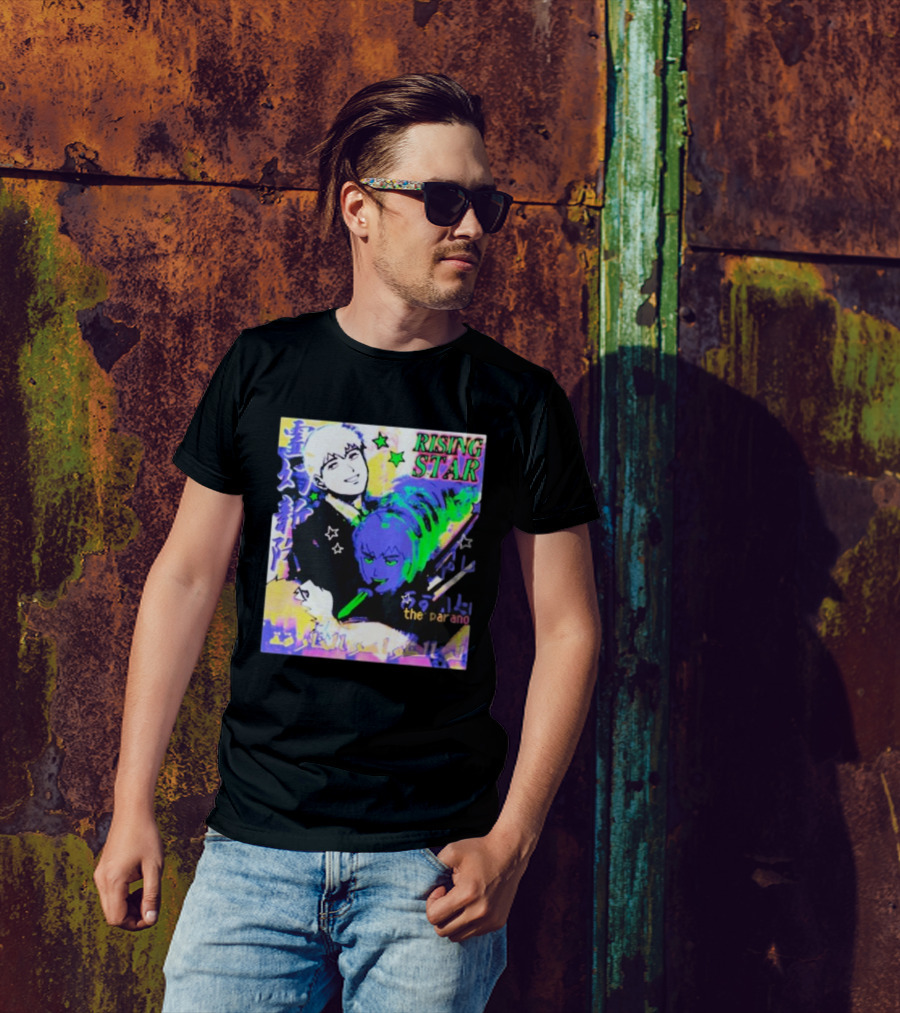 Rising Star The Parano Anime Style With Vibrant Character And Neon Background T-Shirt