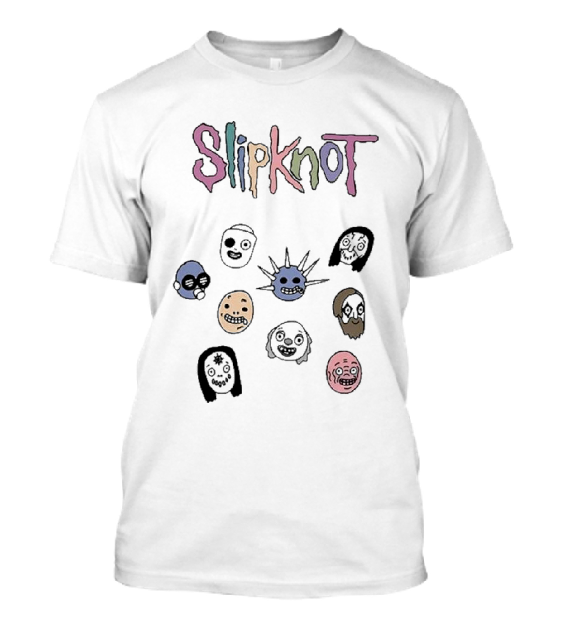 Slipknot Colorful Text And Mask Faces T-Shirt