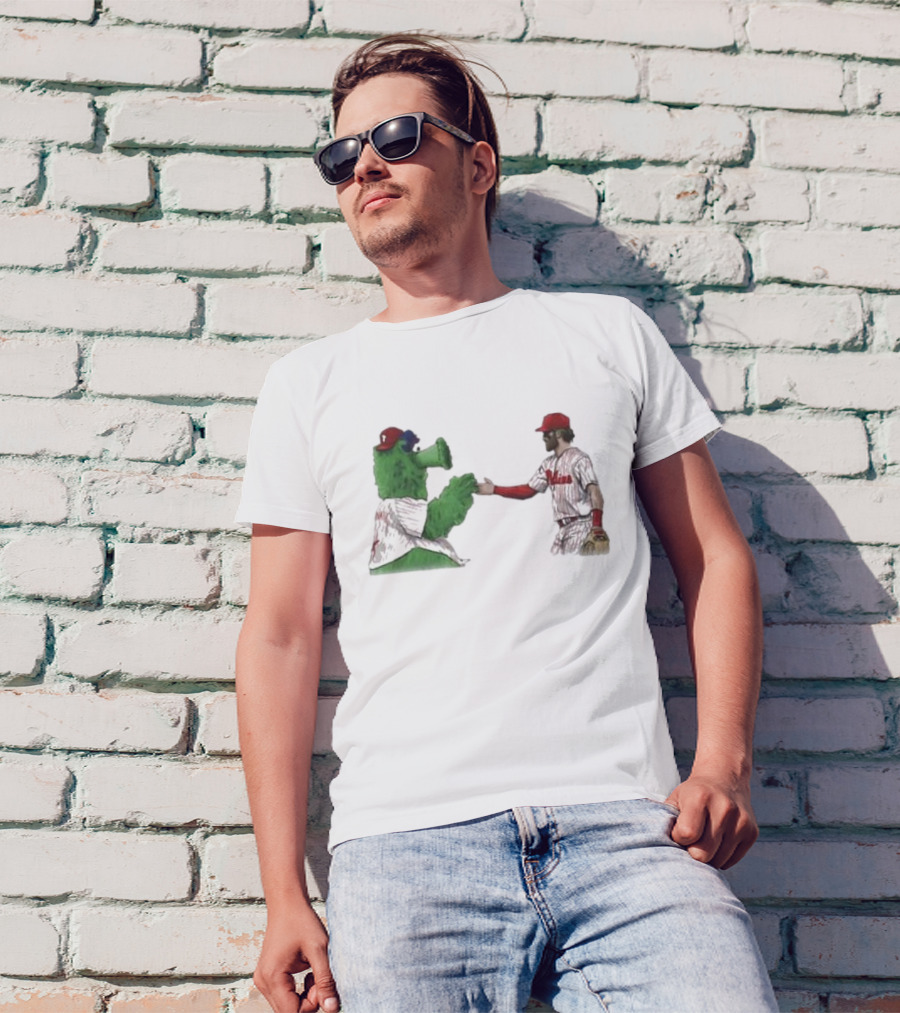 Best Friends The Phillies Phanatic And His Pookie Handshake Moment T-Shirt