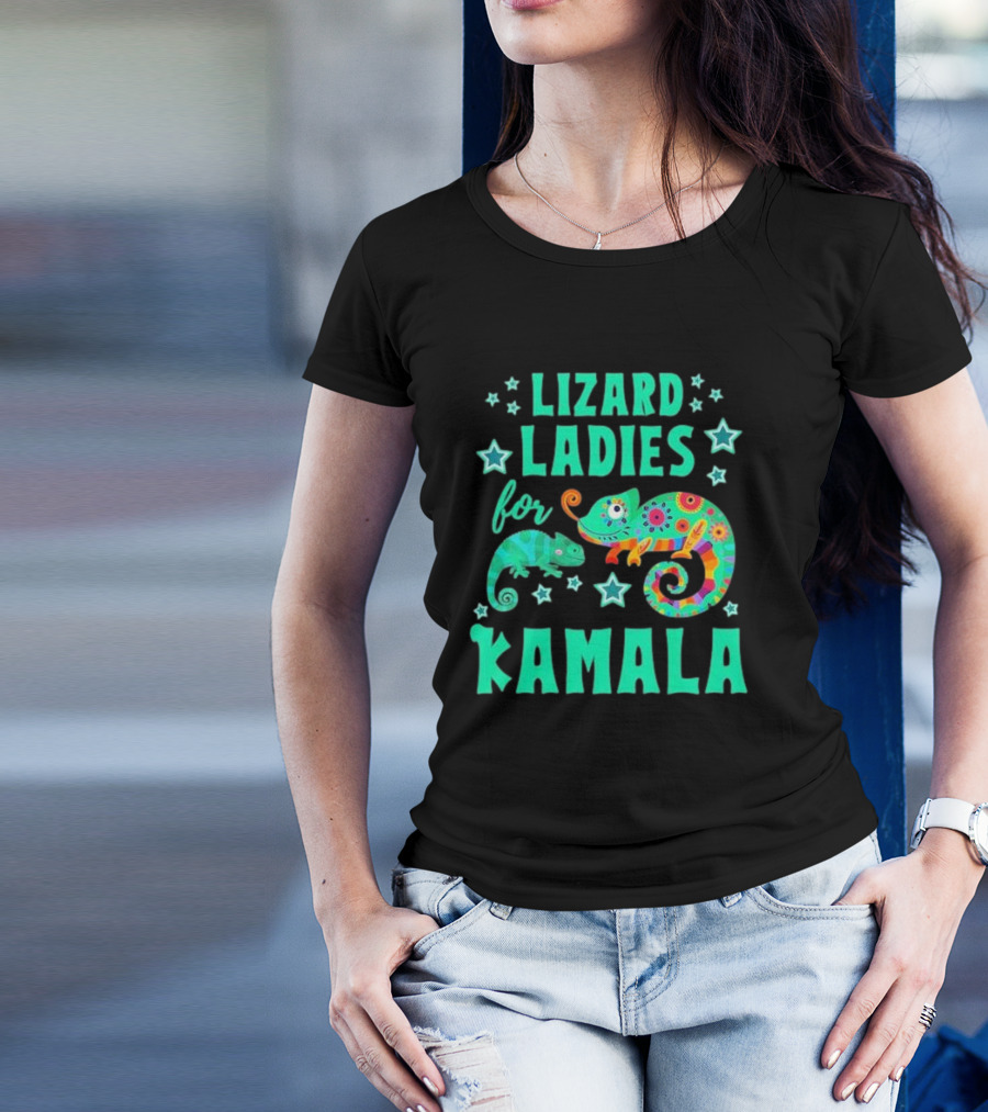 Lizard Ladies For Kamala Colorful Geckos Vote T-Shirt
