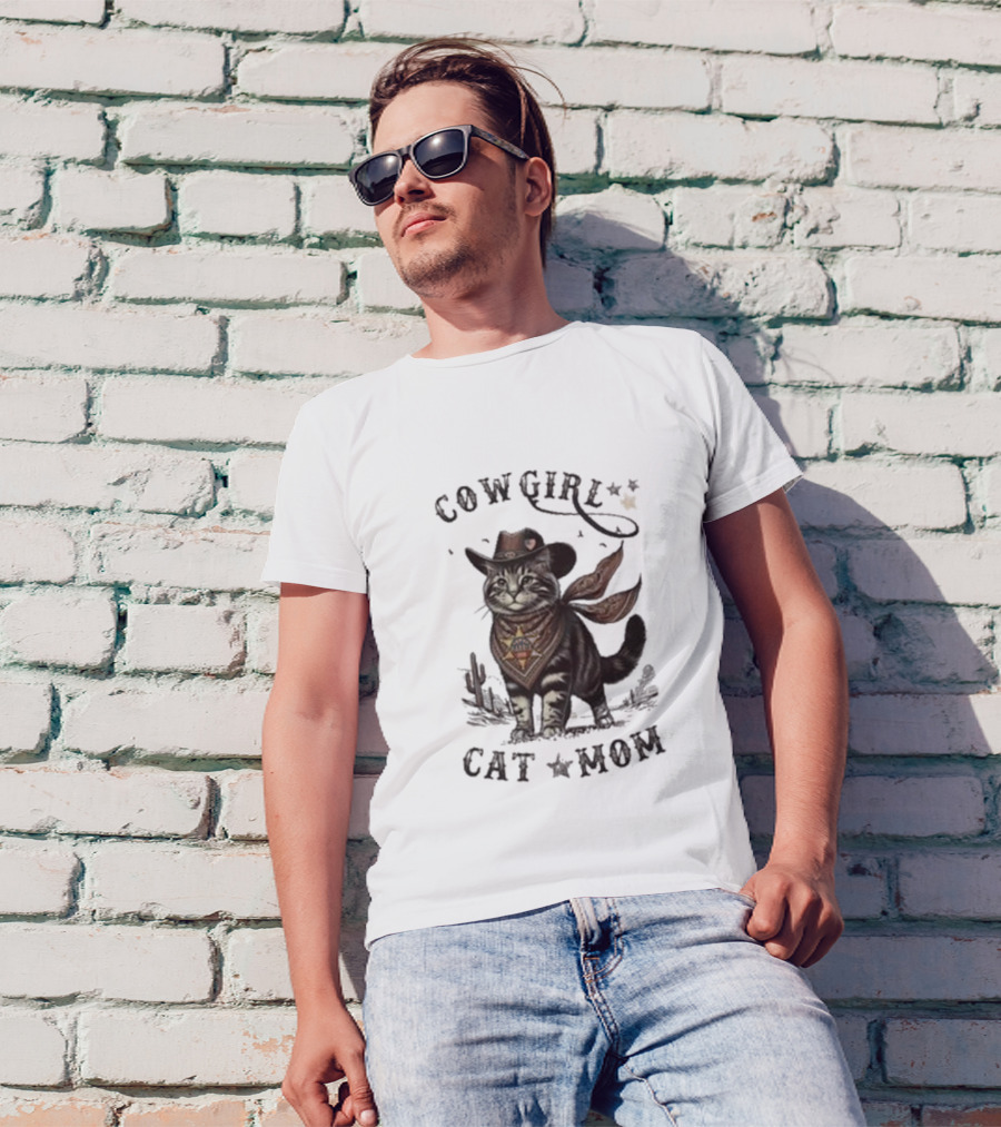 Cowgirl Cat Mom Cat Lady Who Votes For Kamala Harris T-Shirt