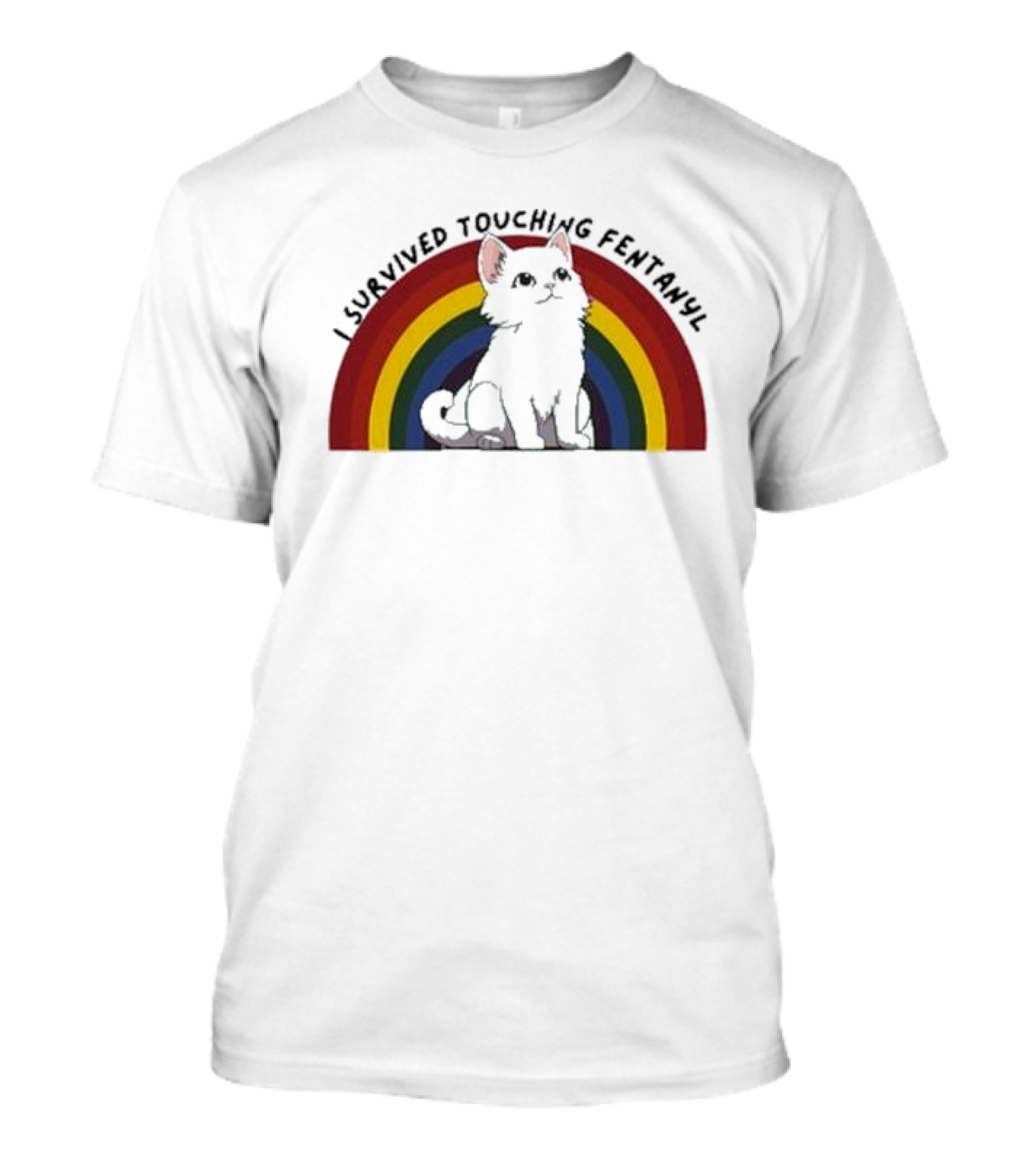 Naomi I Survived Touching Fentanyl Rainbow Cat T-Shirt