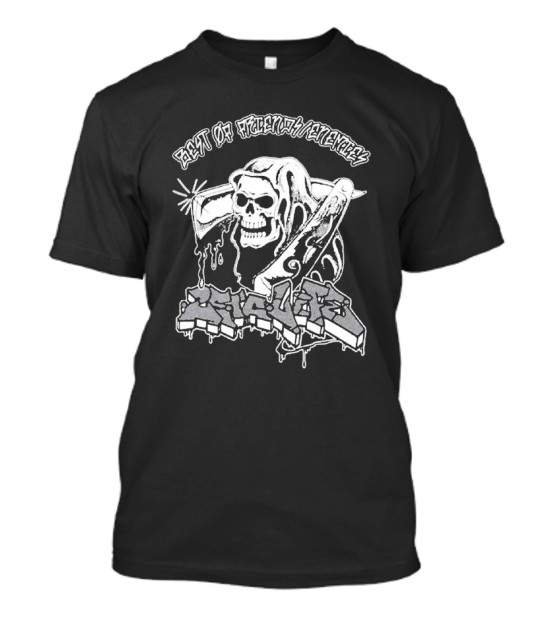 25 Ta Life Best Of Friends Enemies Skull Dripping Graffiti T-Shirt