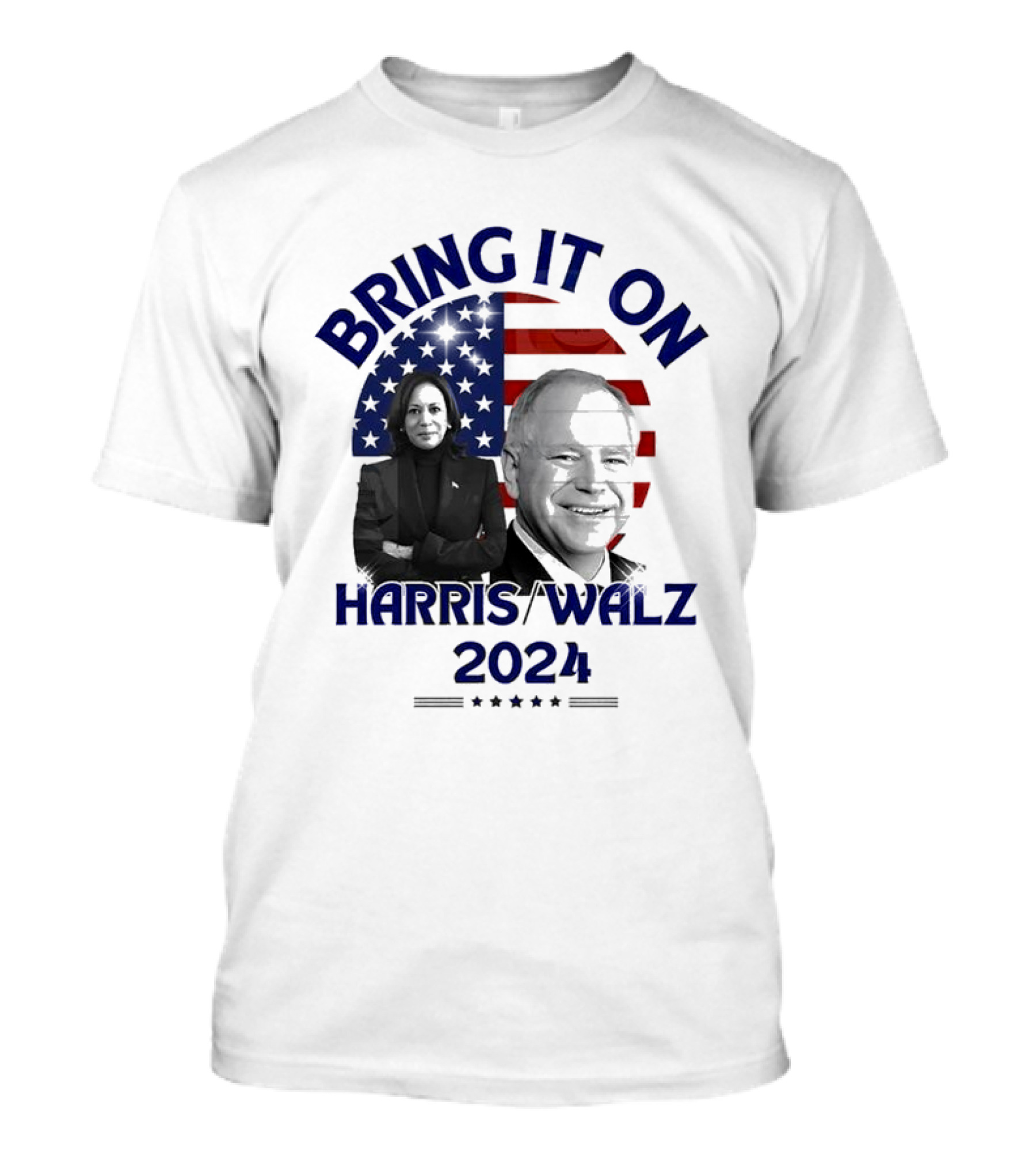 Bring It On Harris Walz 2024 USA Flag T-Shirt