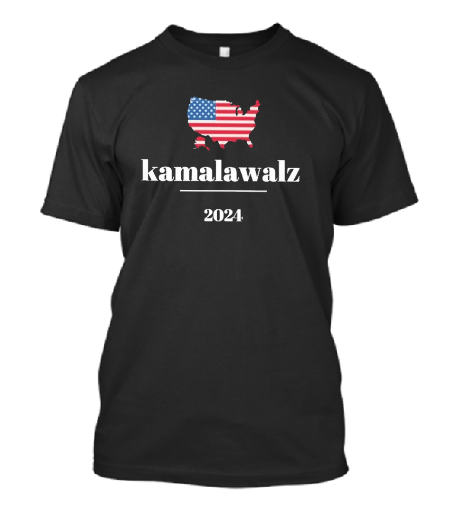 Kamala Walz 2024 America USA Flag Map T-Shirt