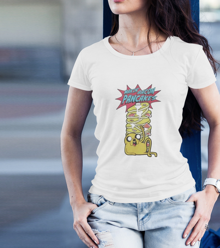 Adventure Time Jake Makin' Bacon Pancakes Stack T-Shirt