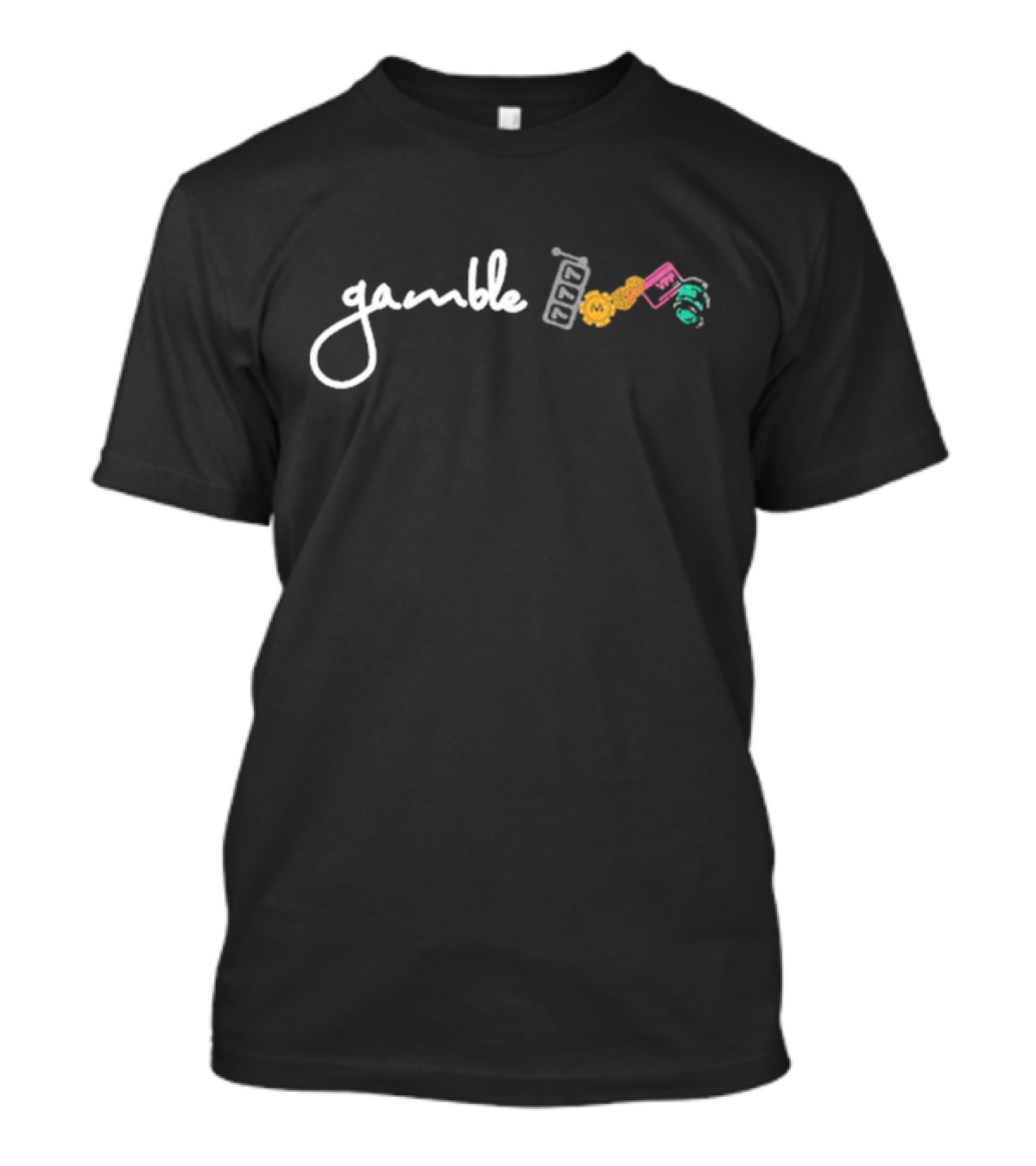Vegas Matt Gamble Slot Machine Money Icons T-Shirt