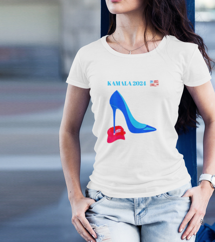 Kamala 2024 High Heel Crush With American Flag And Red MAGA Hat T-Shirt